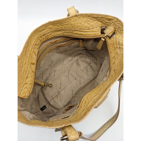 BRAHMIN Collette croc embossed leather satchel shoulder bag - Vanilla/Beige - Picture 9 of 14